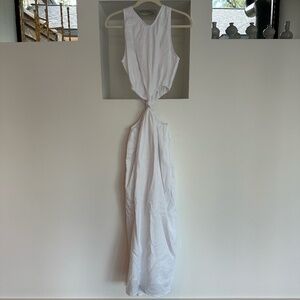 Faithfull the Brand Zeta Cutout Linen Midi Dress in White